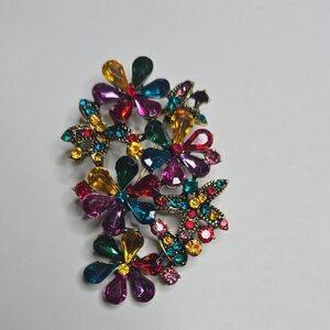 Colorful Floral & Butterfly Brooch / Pendant